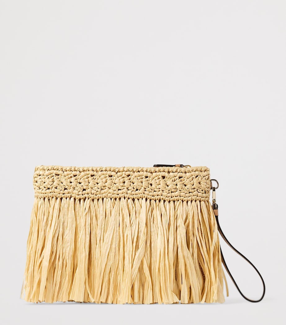 Jimmy Choo raffia flat pouch with wrist strap, UK version