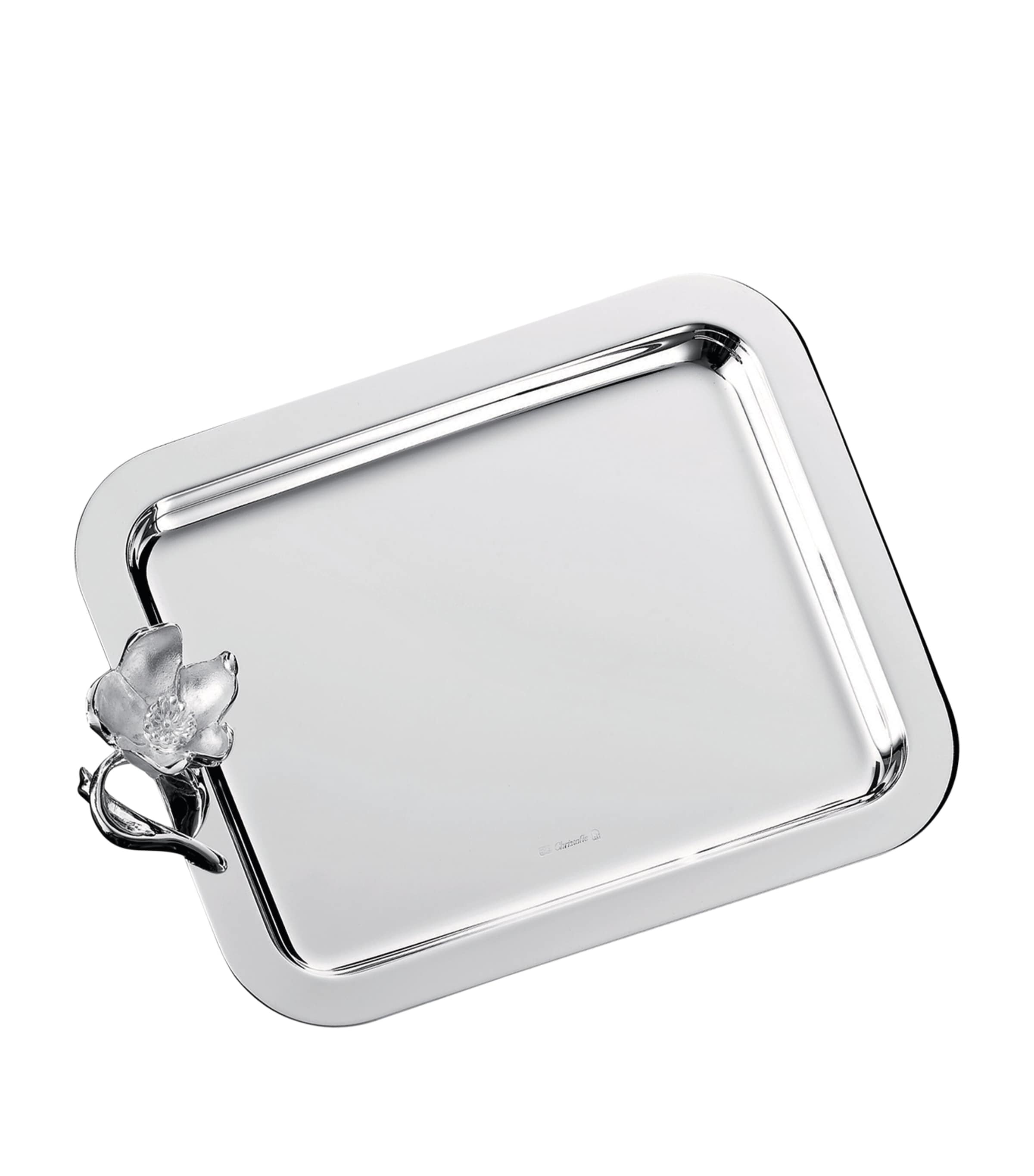 Christofle Anemone-Belle Époque silver-plated tray 20x16cm, UK version