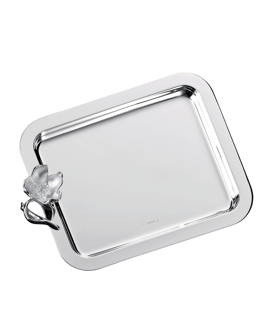Christofle Anemone-Belle Époque silver-plated tray 20x16cm, UK version