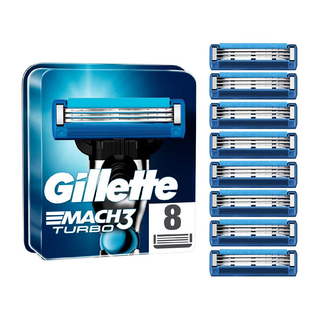 Gillette Mach3 Turbo Men’s Razor Blade Refills, 8 Pack