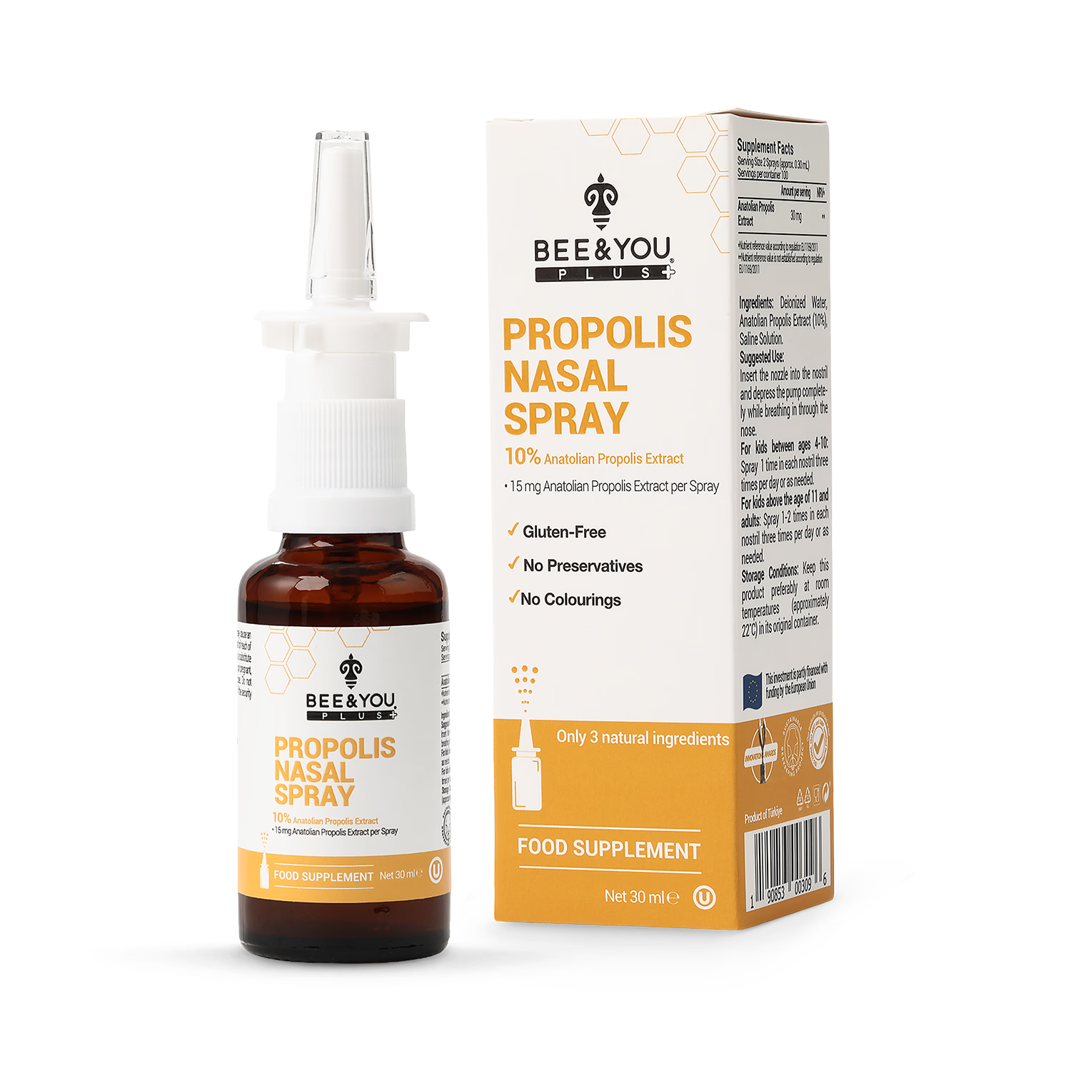 Bee&You Plus natural propolis nasal spray 30ml, UK version