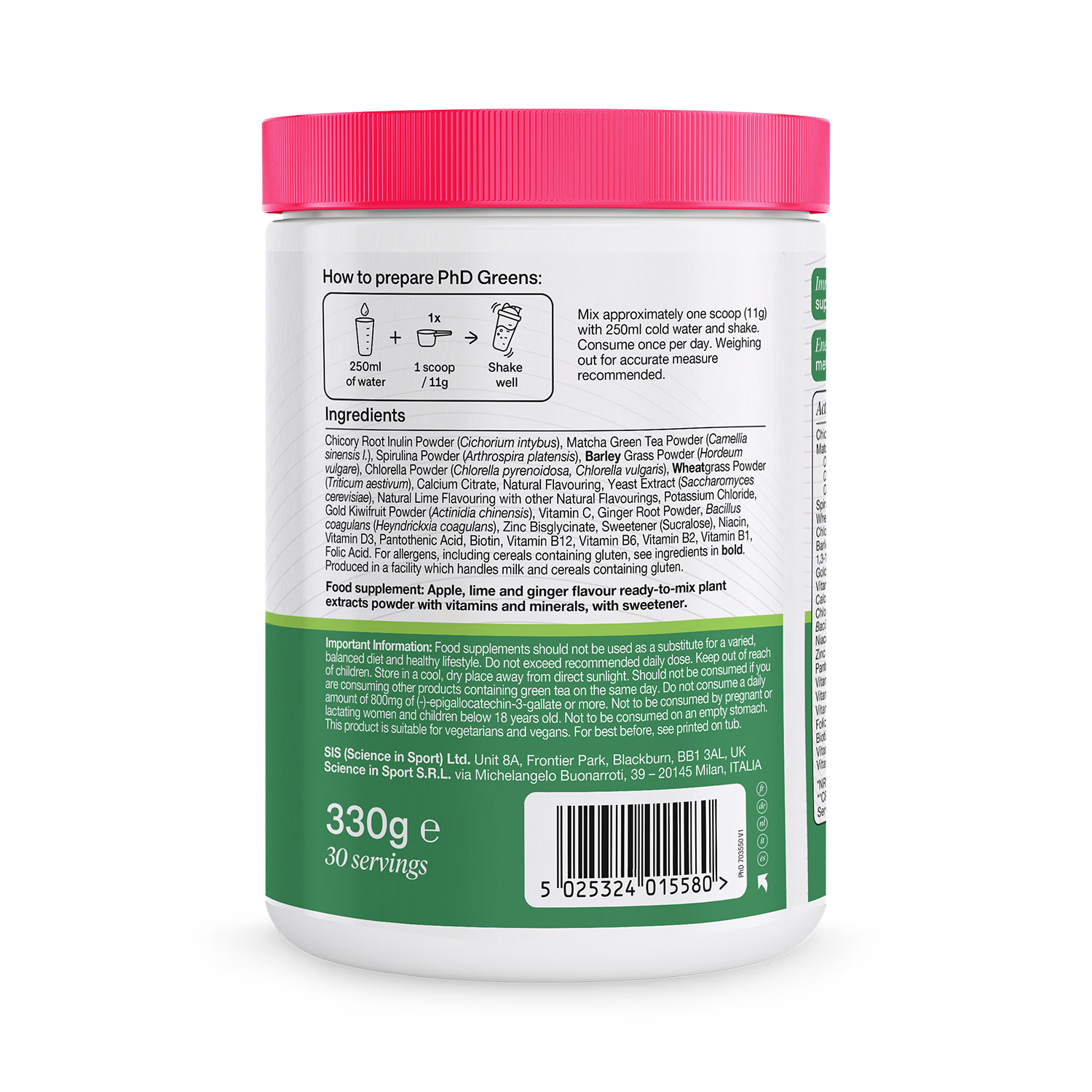PHD Greens Apple powder 1000g green supplement (British brand)