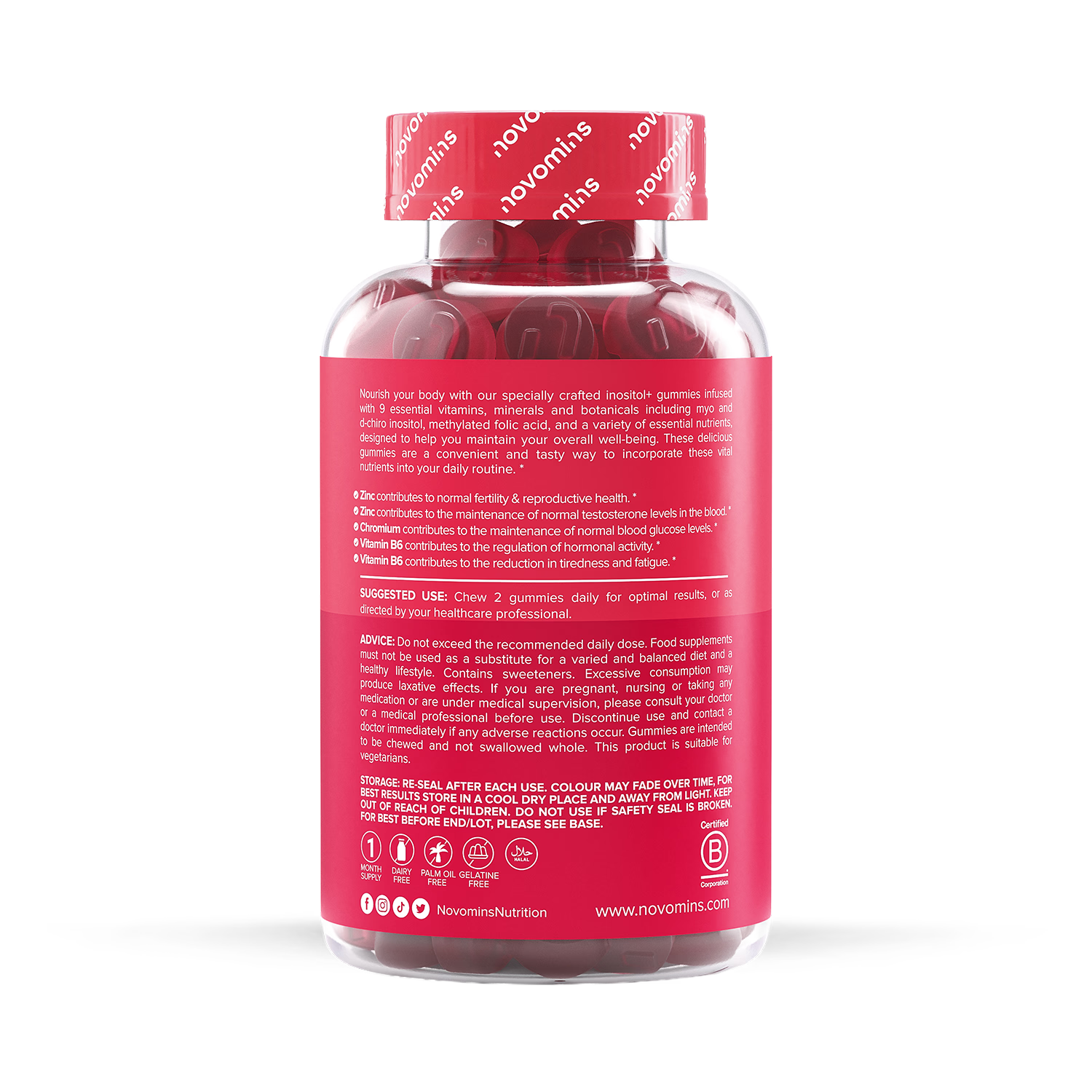 Novomins Inositol+ Strawberry Flavour Gummies 60 Count imported from the UK