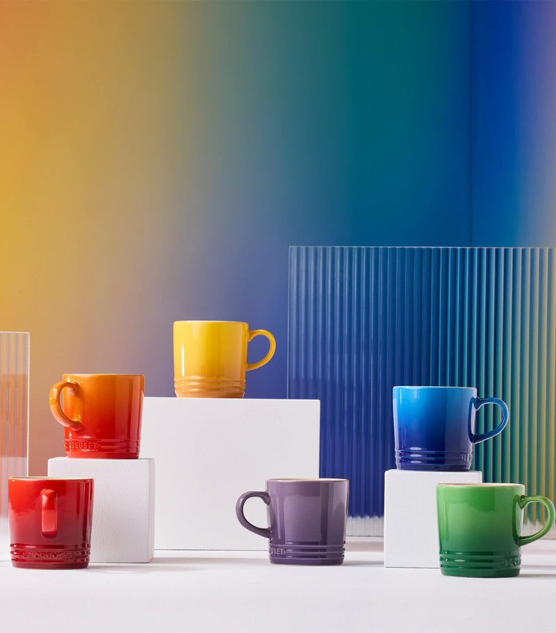 Le Creuset stoneware rainbow mugs set of 6, UK version