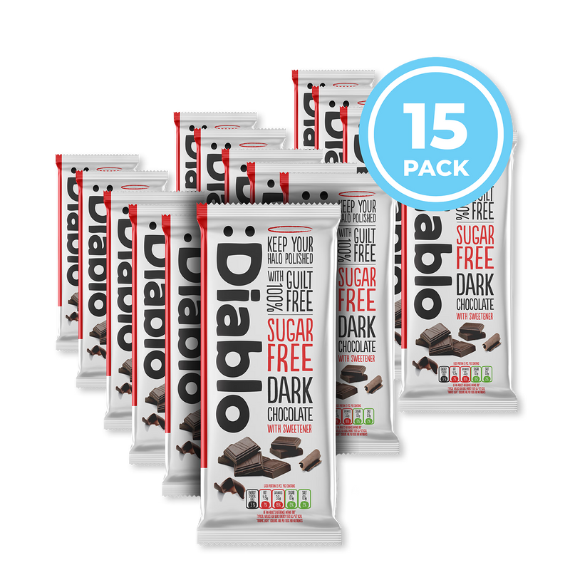 Diablo sugar-free dark chocolate bar 85g pack of 15, UK version