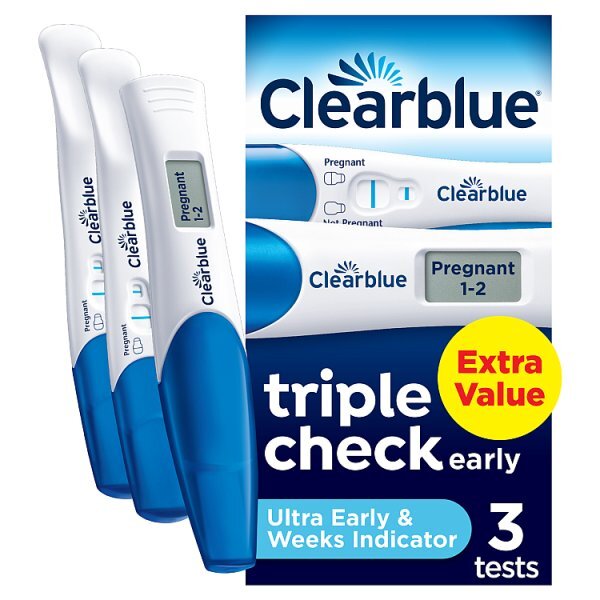 ClearBlue Triple Check&Date Pregnancy Tests 1Digital,2Visual GOODS Superdrug   