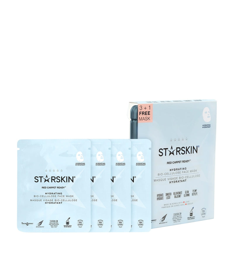 Starskin Red Carpet Ready hydrating bio-cellulose face mask pack of 4 (British brand)