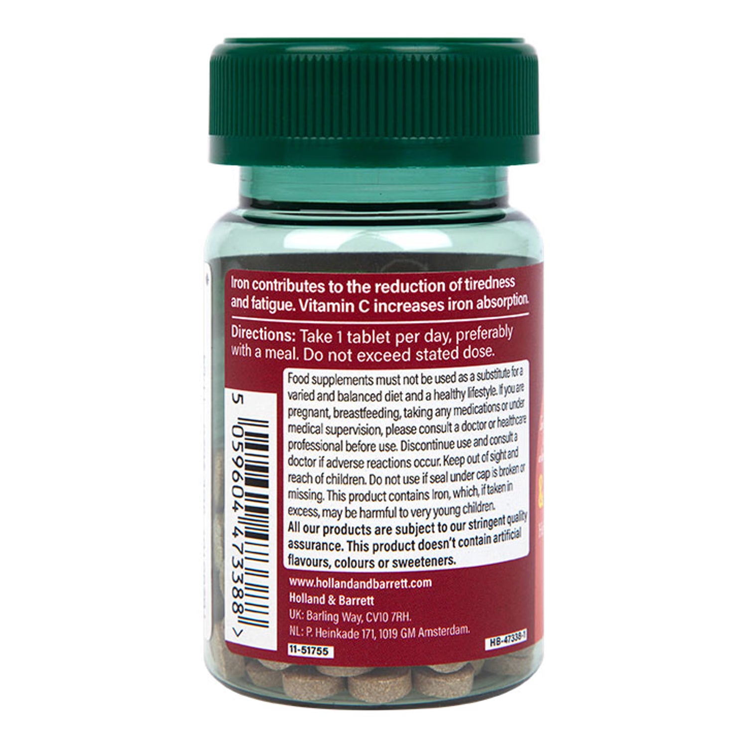 Holland & Barrett Iron and Vitamin C Tablets 14mg 90 Pack, UK version