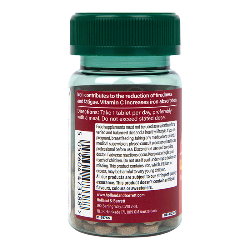 Holland & Barrett Iron and Vitamin C Tablets 14mg 90 Pack, UK version