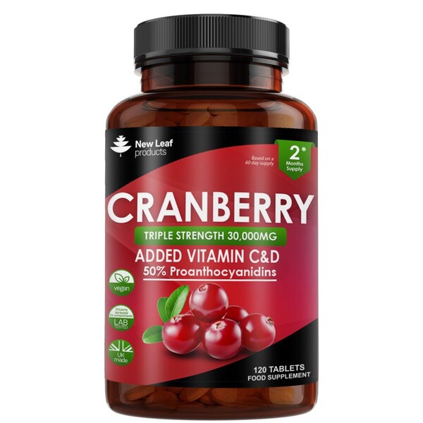 New Leaf Cranberry Tablets 3x Strength 30,000mg +Vitamin C&D