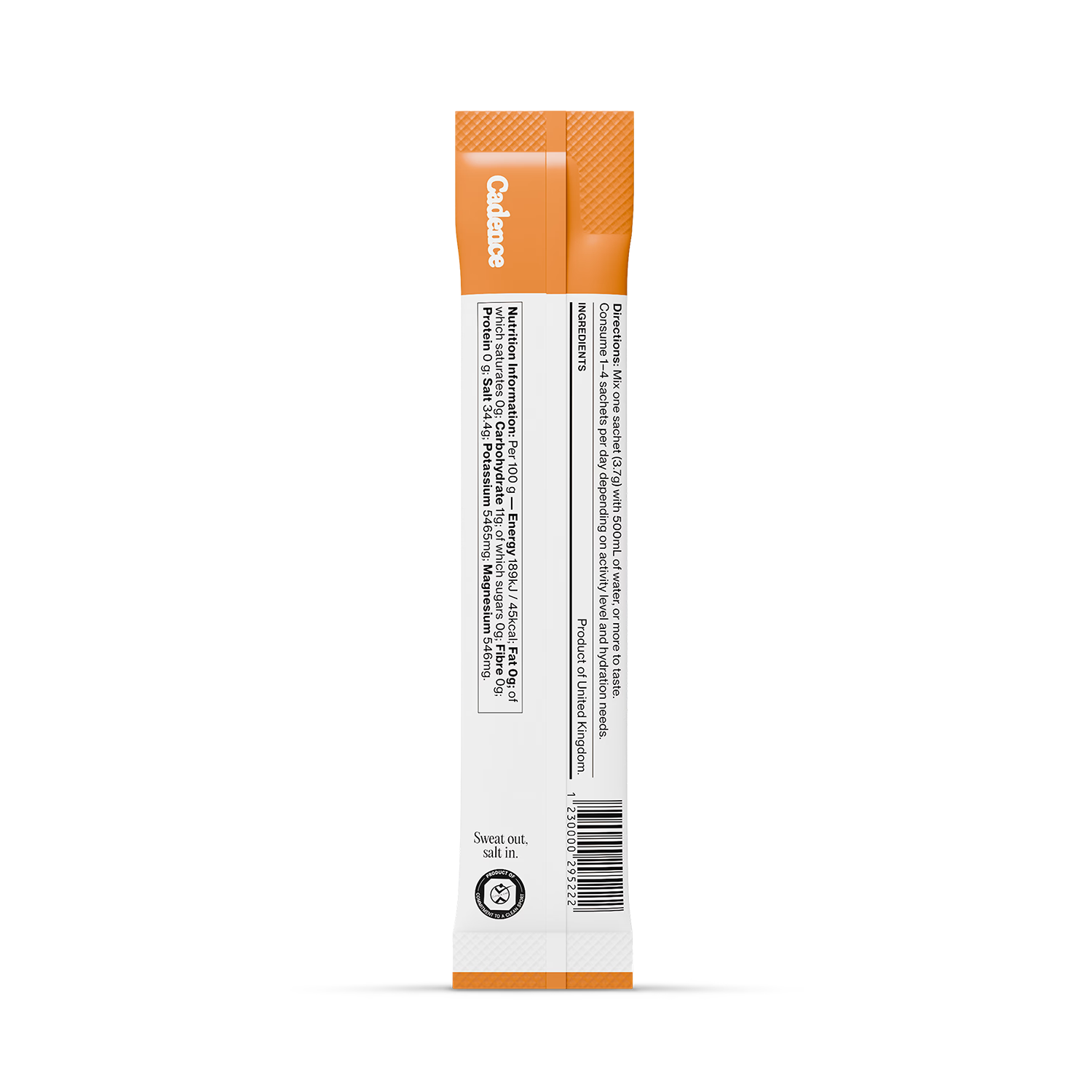 Cadence orange hydration sachets 30 pack, UK version