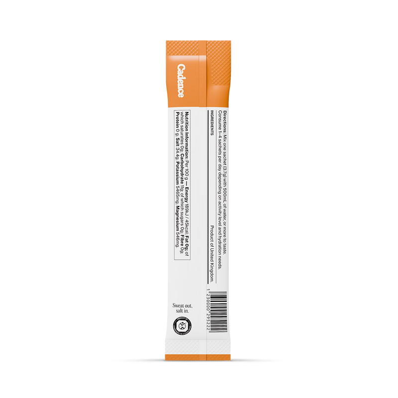 Cadence orange hydration sachets 30 pack, UK version