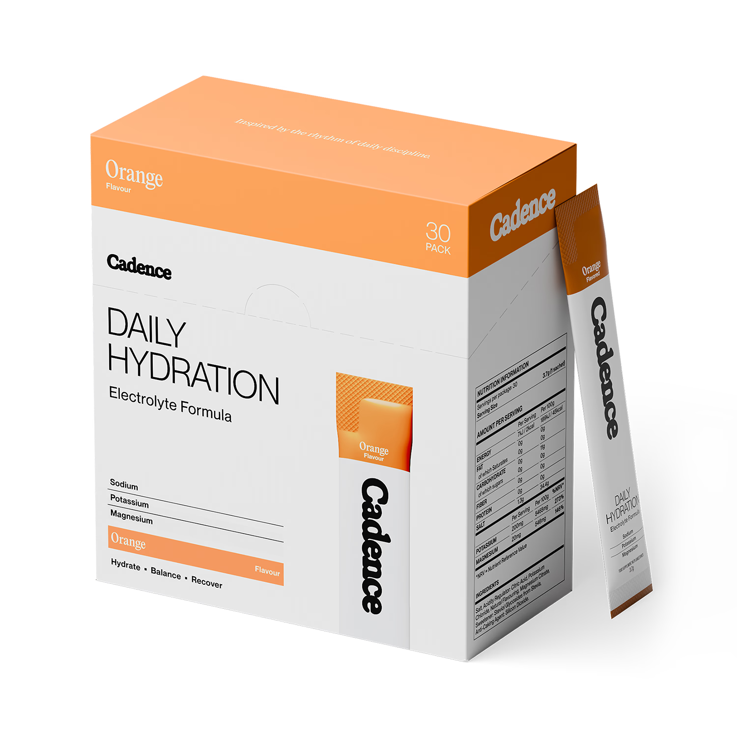 Cadence orange hydration sachets 30 pack, UK version