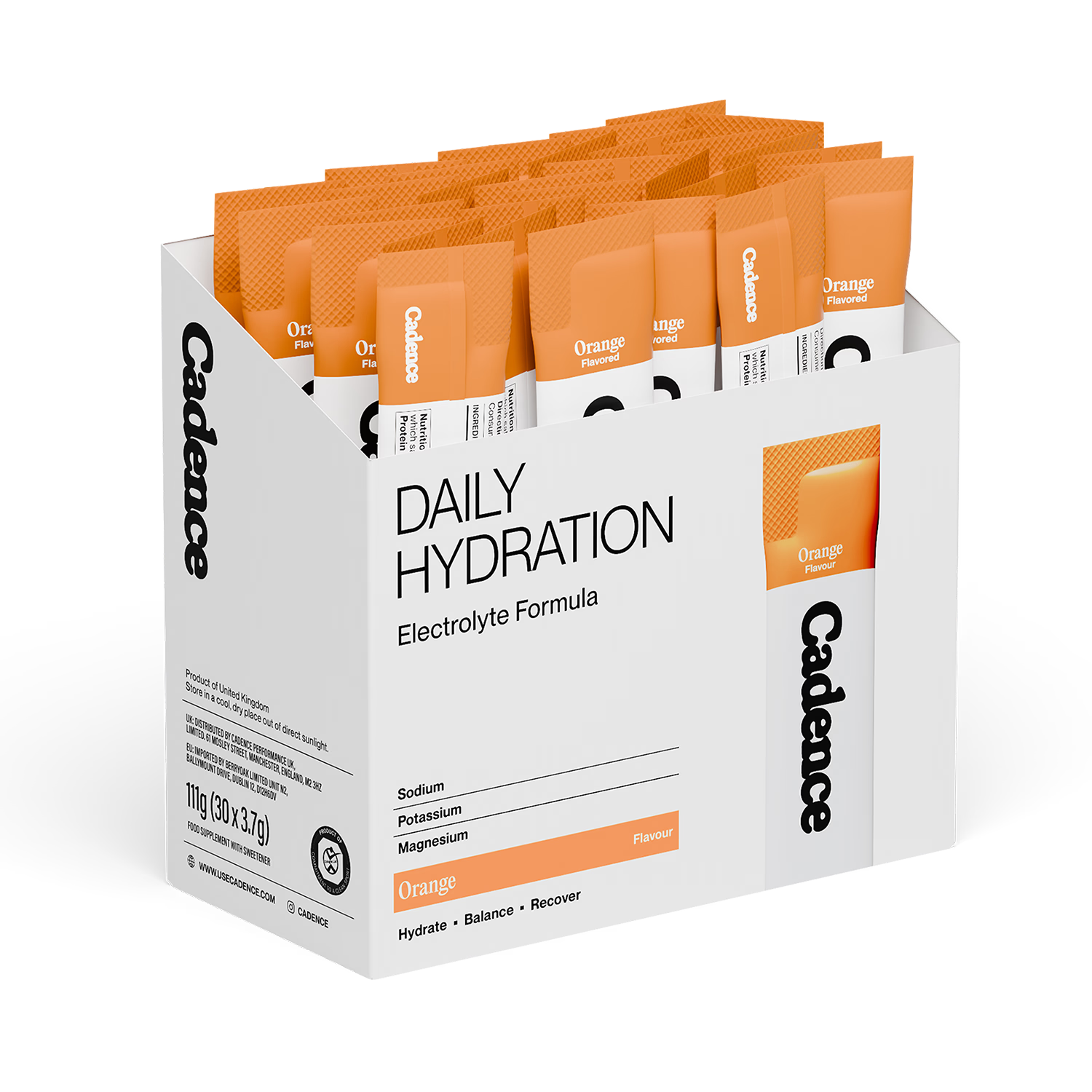 Cadence orange hydration sachets 30 pack, UK version