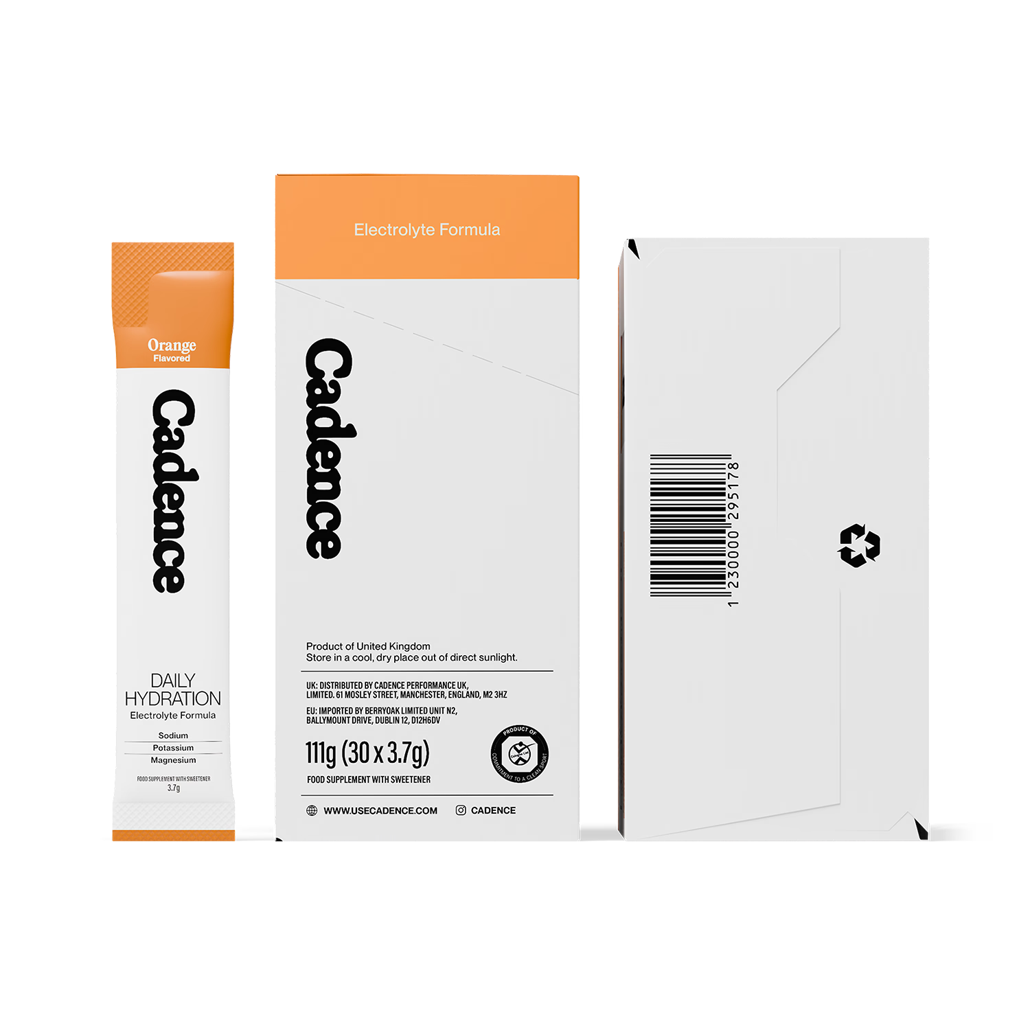 Cadence orange hydration sachets 30 pack, UK version