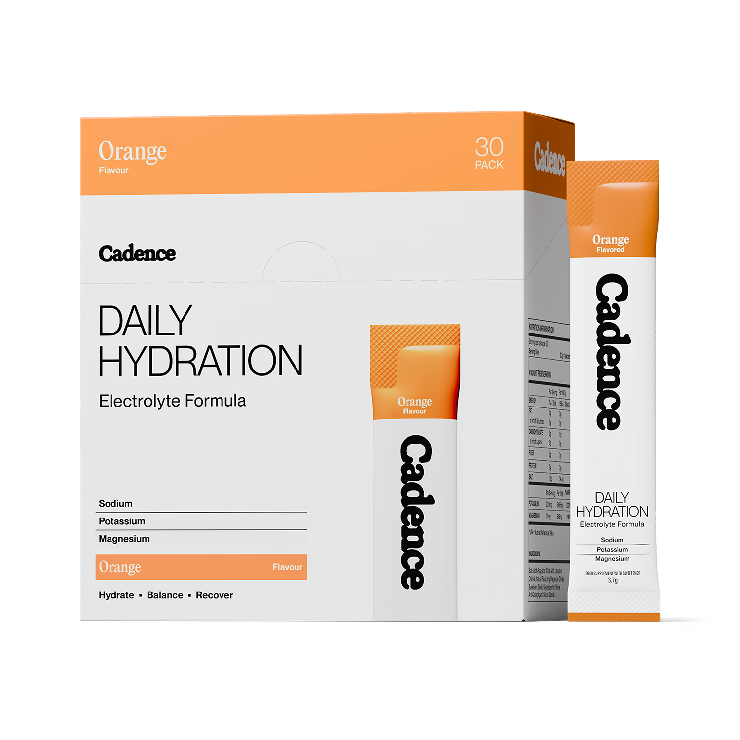 Cadence orange hydration sachets 30 pack, UK version