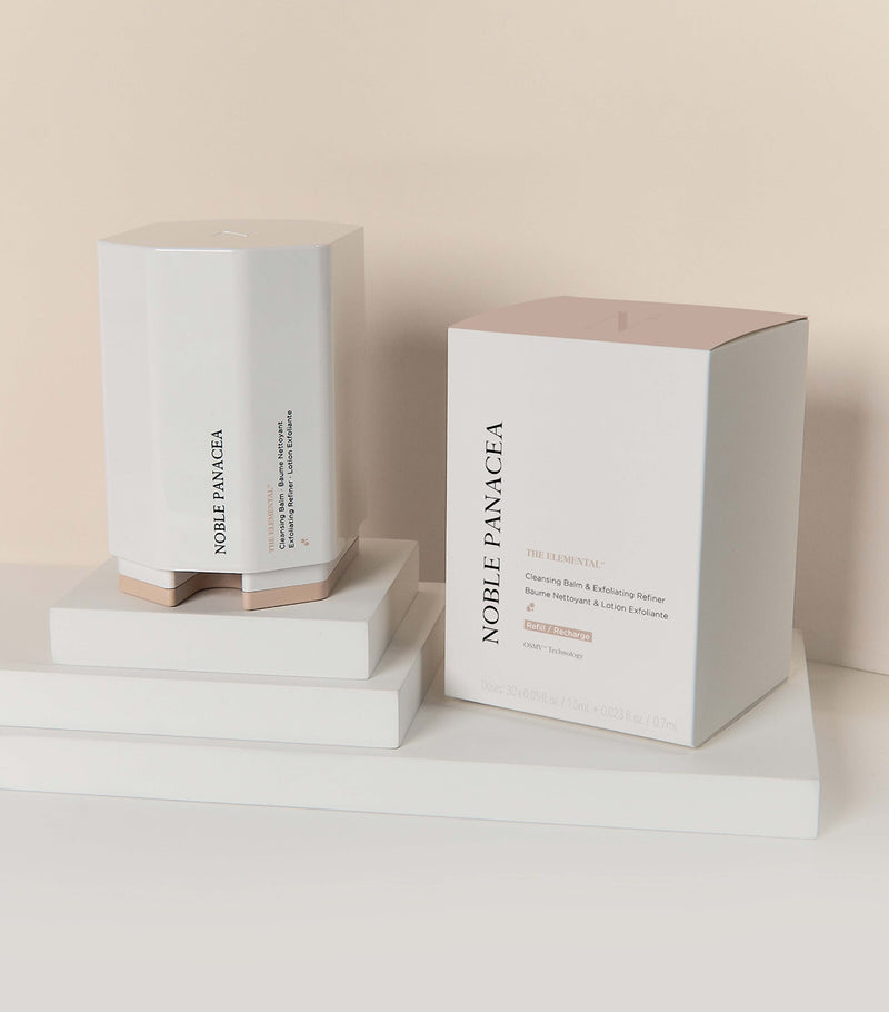 Noble Panacea cleansing balm and exfoliating refiner refill, imported from the UK