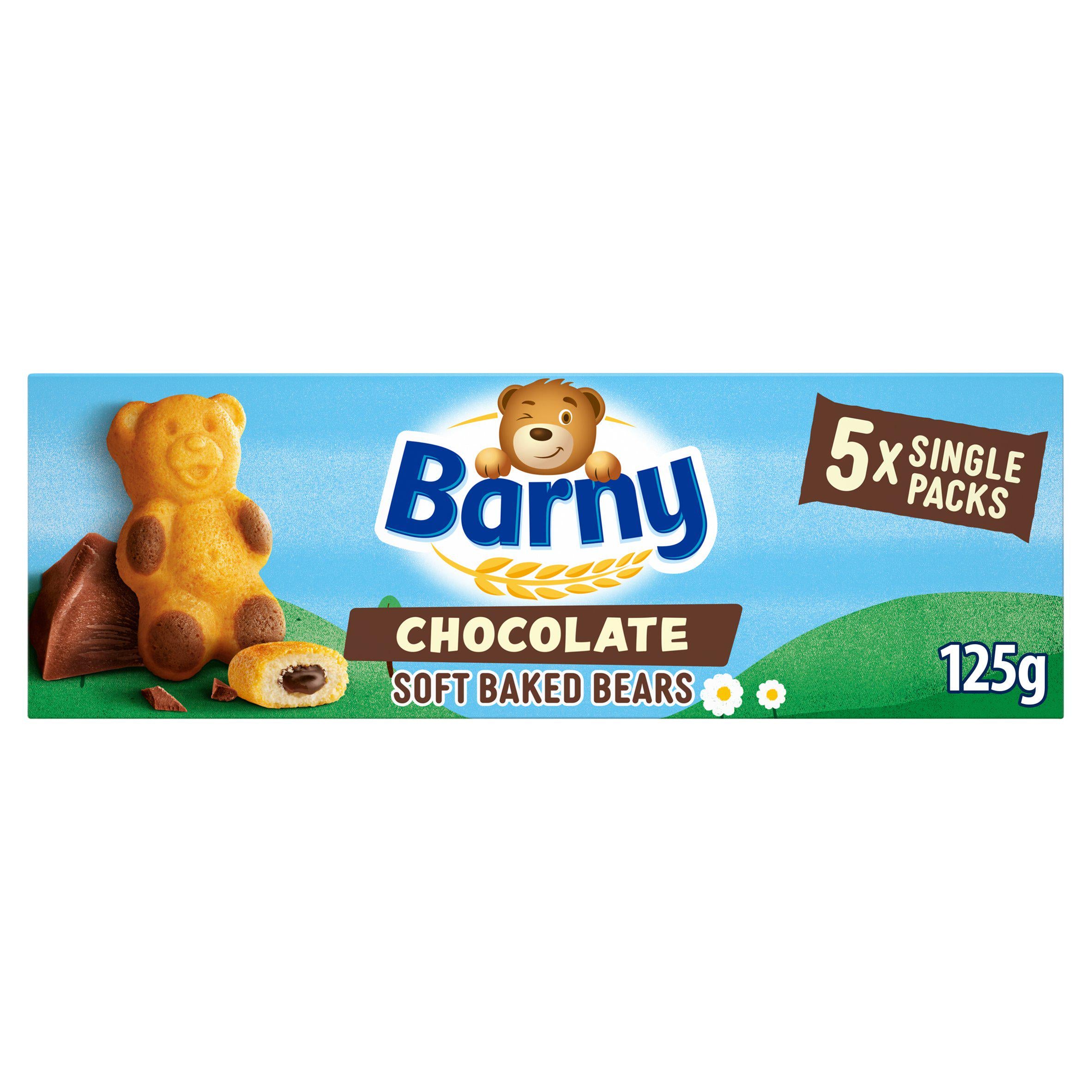 Barny Chocolate Sponge Bear Biscuits 5x25g Kids biscuits Sainsburys   