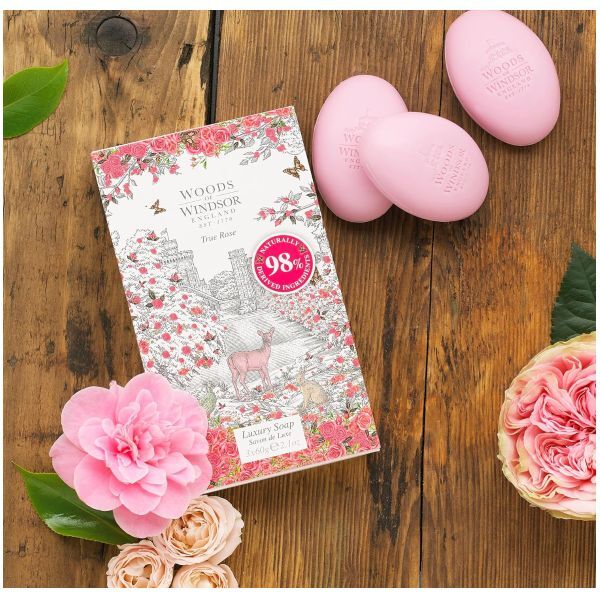 Woods of Windsor Rose Soap Bars 3 x 60g (British brand)