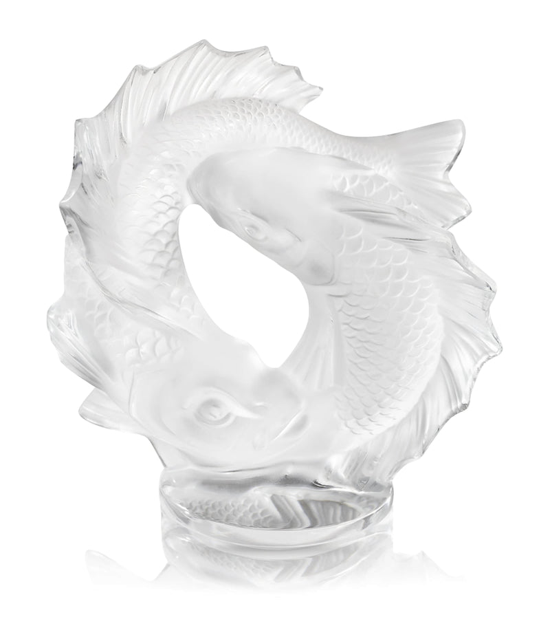 Lalique double fish crystal sculpture, UK version