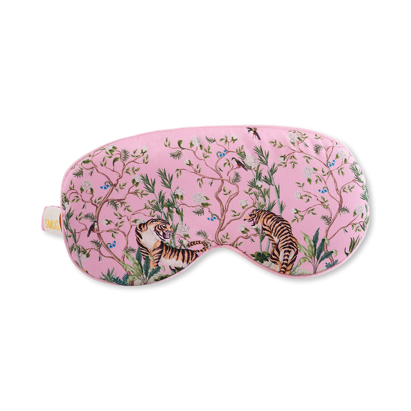 Smug padded satin sleep mask in Tiger print, UK version