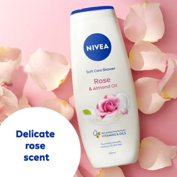 Nivea Rose & Almond Oil shower cream 500ml, imported from the UK