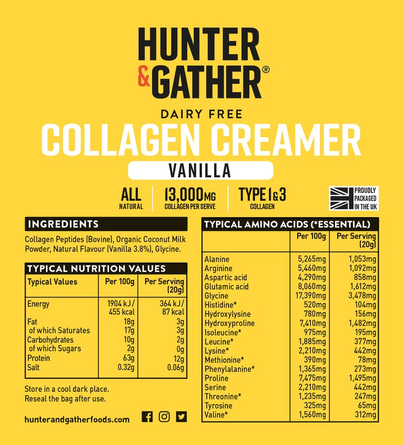 Hunter & Gather Vanilla Collagen Creamer 300g - British product