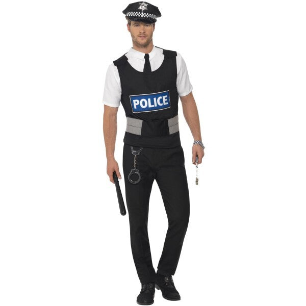 Smiffys policeman costume kit with vest hat handcuffs - British product
