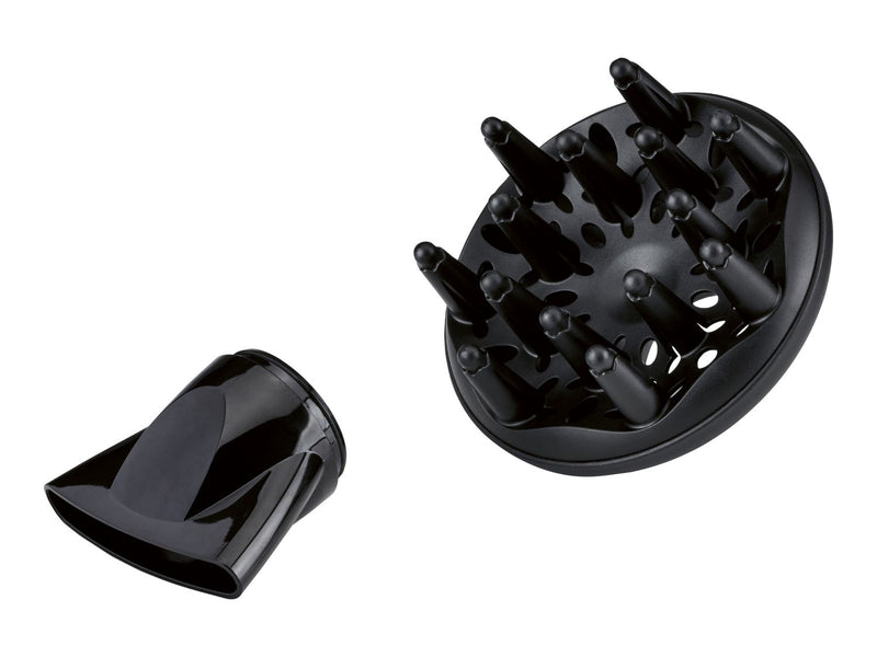 Ionic hair dryer with diffuser and nozzle (British brand)