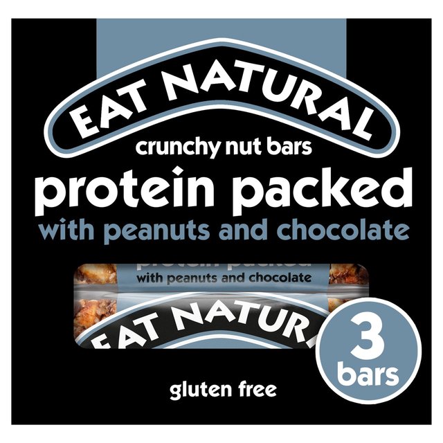 Eat Natural Protein Packed Peanuts & Chocolate Bars   3 x 40g Food Cupboard M&S   