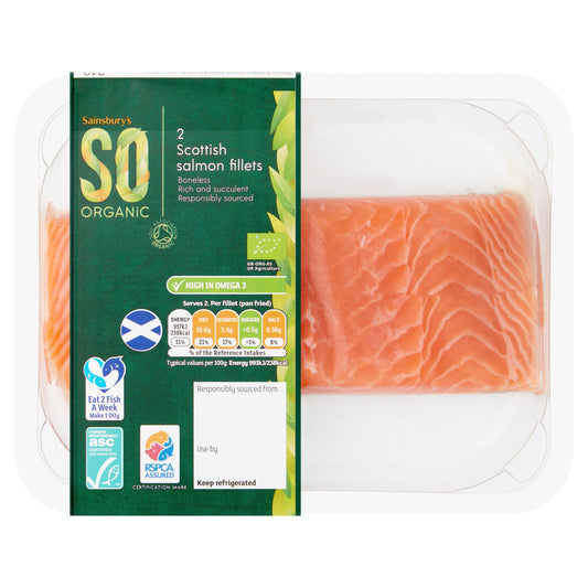 Sainsbury's Skin on ASC Scottish Salmon Fillets, So Organic x2 240g GOODS Sainsburys   