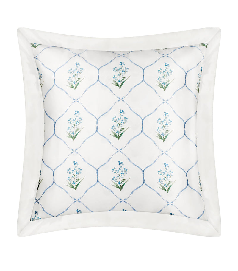 Gingerlily x Memo Press silk Forget Me Not floral pillowcase 65cm x 65cm - British product