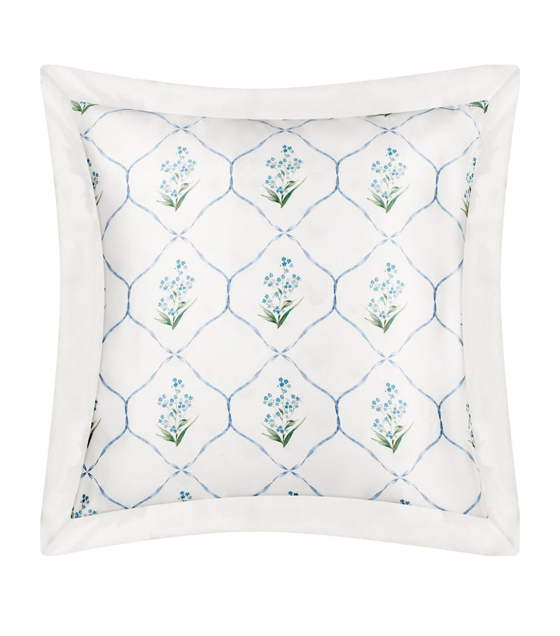 Gingerlily x Memo Press silk Forget Me Not floral pillowcase 65cm x 65cm - British product