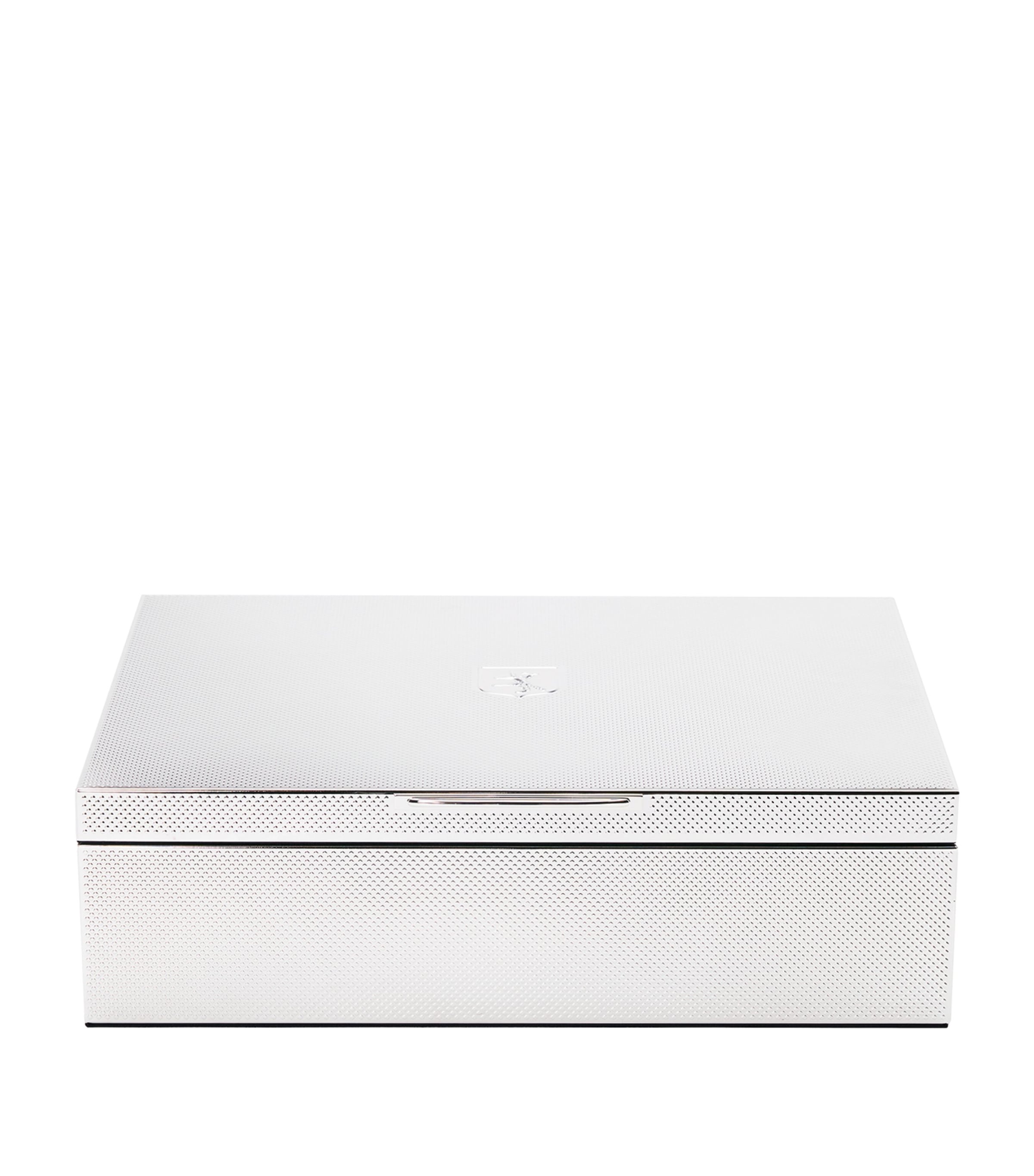 WOLF silver-plated watch and jewellery storage box with removable trays, 25x32x9cm (British brand)