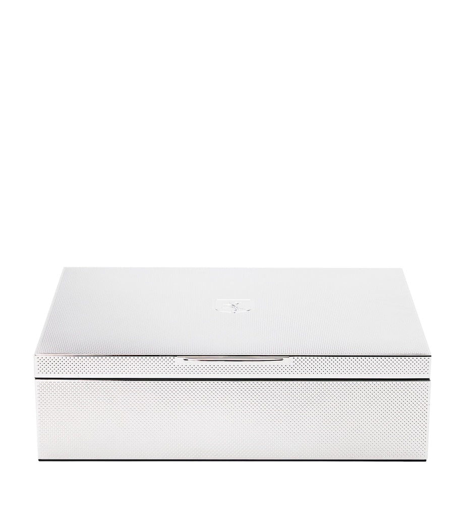WOLF silver-plated watch and jewellery storage box with removable trays, 25x32x9cm (British brand)
