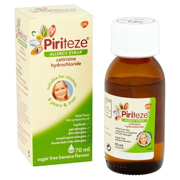 Piriteze Allergy Relief Cetirizine Syrup for Kids 70ml GOODS Superdrug   