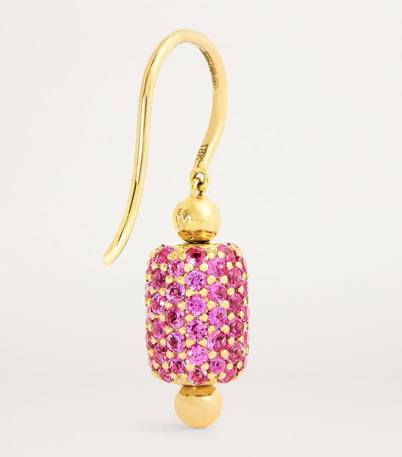 Emily P. Wheeler yellow gold sapphire barrel drop earrings, UK version