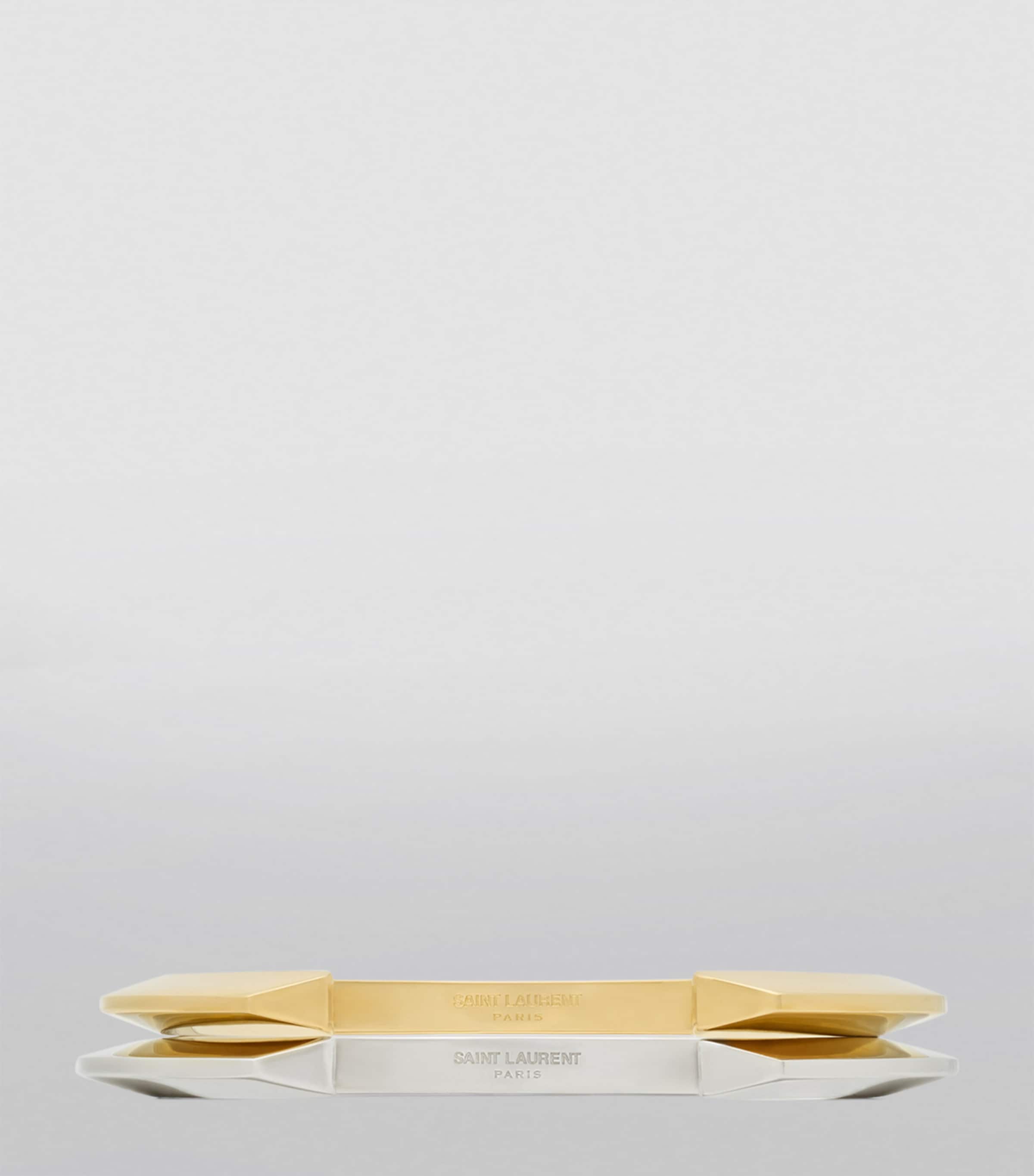 Saint Laurent peaked cuff bracelets gold and silver set, UK version