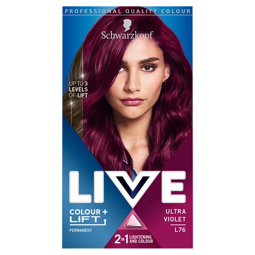 Schwarzkopf Live Permanent Hair Colour Ultra Violet L76 Hair Colourants & Dyes ASDA   