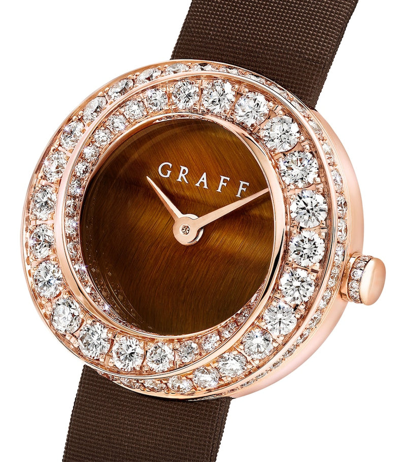 Graff Spiral Watch rose gold diamond tiger's eye dial 23mm (British brand)