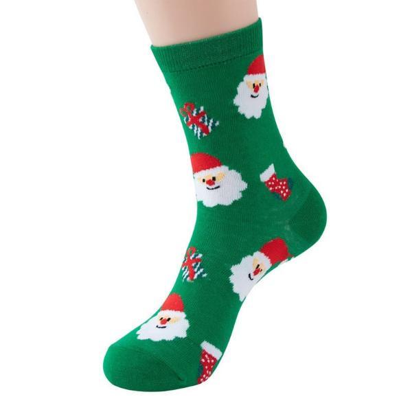 Cozy Noxxiez Christmas socks green Santa design - British product