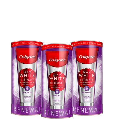 Colgate Max White Ultimate Renewal Whitening Toothpaste 75ml x 3 Accessories & Cleaning Boots   