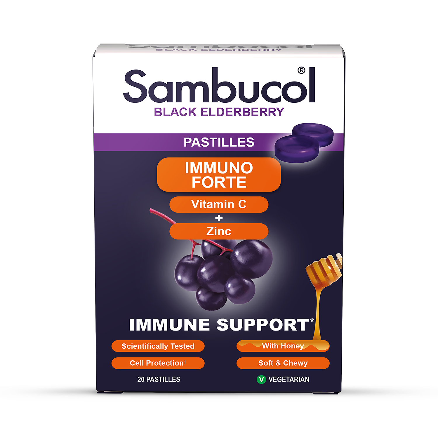 Sambucol Immuno Forte Pastilles Blackcurrant (British brand)