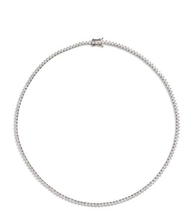 Harrods Harrods White Gold and Diamond Tennis Necklace (9.25ct)- Buy online at McGrocer