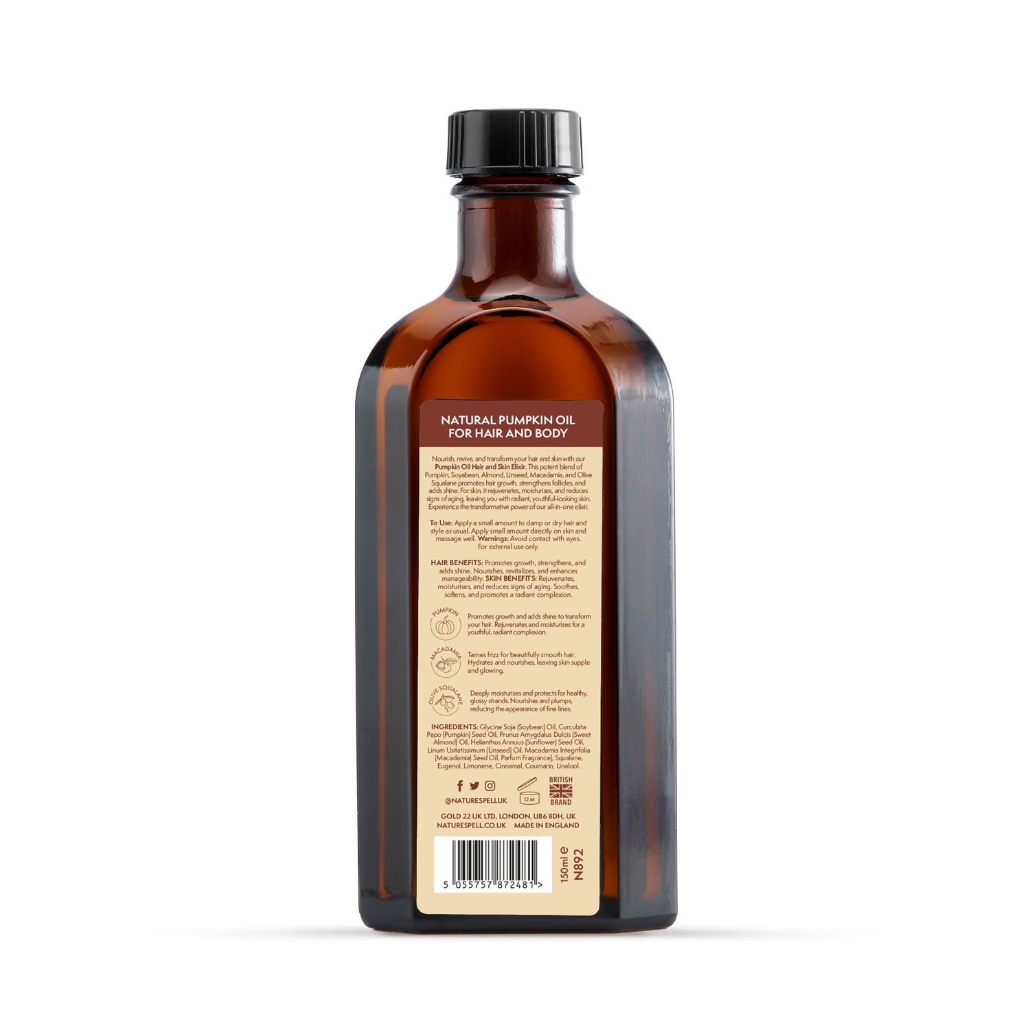 Nature Spell pumpkin hair oil 150ml, imported from the UK