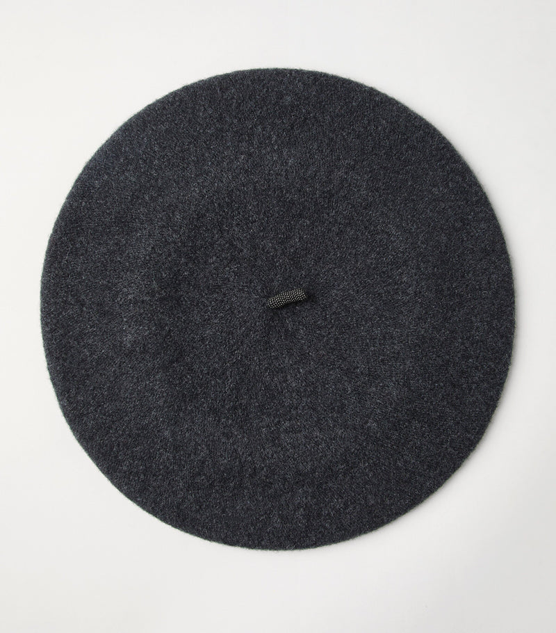 Brunello Cucinelli wool beret with beading and silver-tone hardware - British product