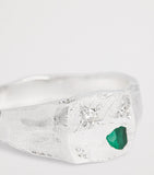 The Ouze sterling silver and emerald scatter signet ring (British brand)