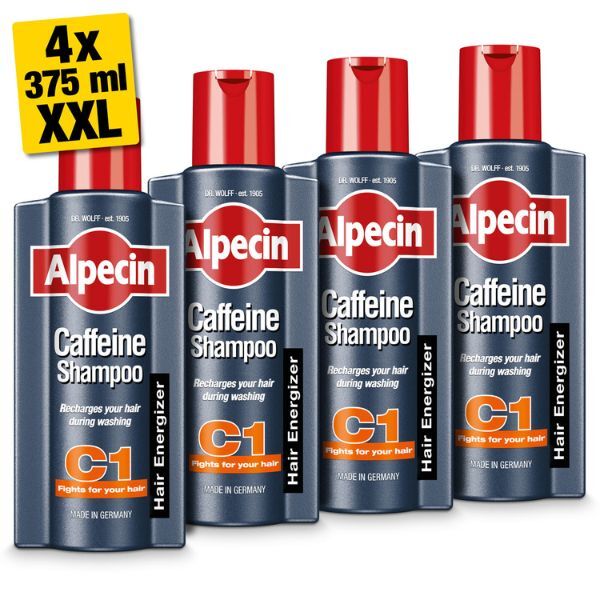 Alpecin Caffeine Shampoo XXL 4x 375ml | Prevents Hair Loss GOODS Superdrug   