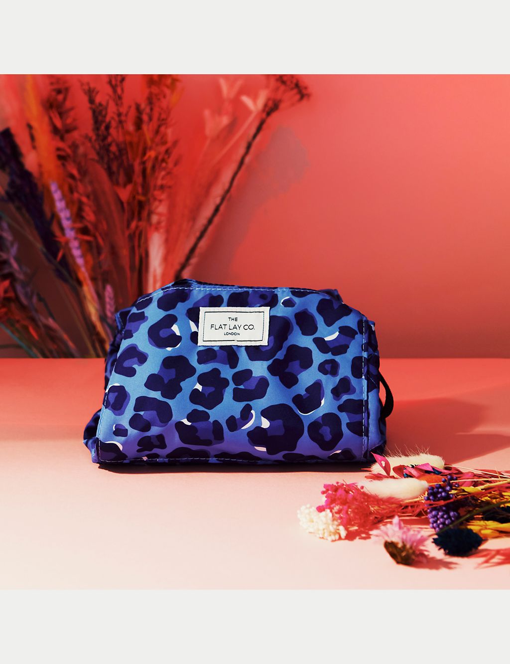 Blue Leopard Full Size Flat Lay Makeup Bag GOODS M&S   