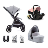 Junior Jones Aylo Pebble Grey 6 Piece Travel System inc Doona Blush Pink Car Seat GOODS Boots   